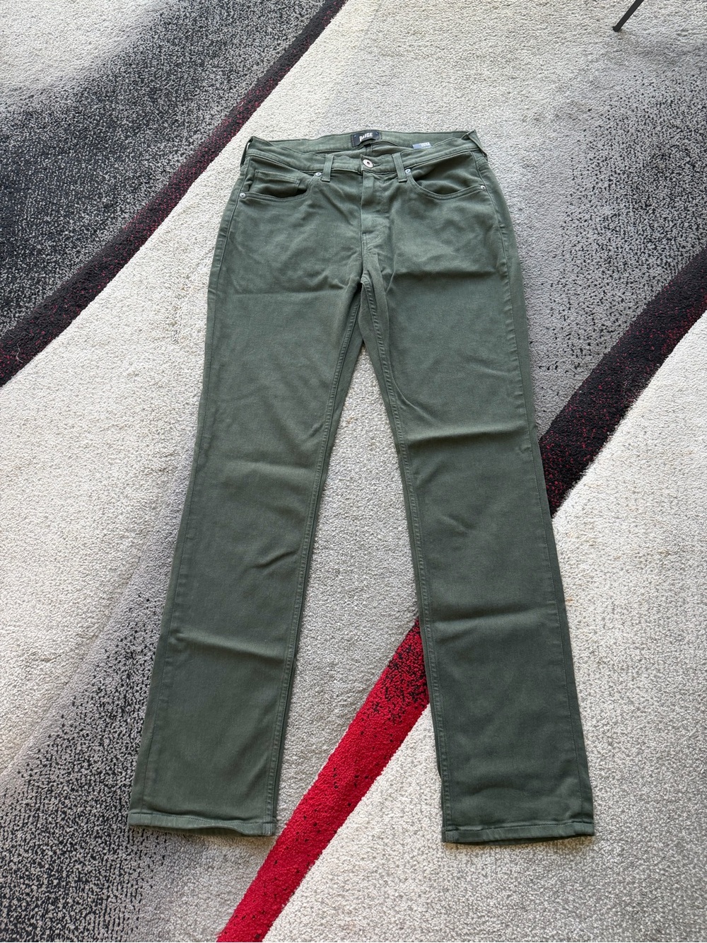 PAIGE Men's Pine Shade Green Normandie Straight Leg Jeans